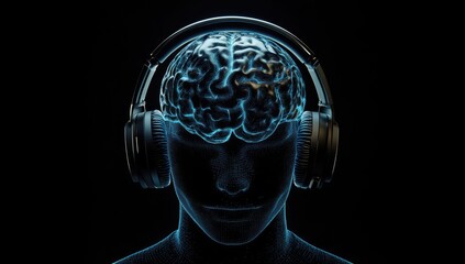 A digital human head with headphones and a microphone, composed of circuitry, symbolizing the integration of AI in customer service and support.