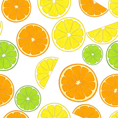 Obraz premium Vibrant Citrus Fruit Slices Background Pattern