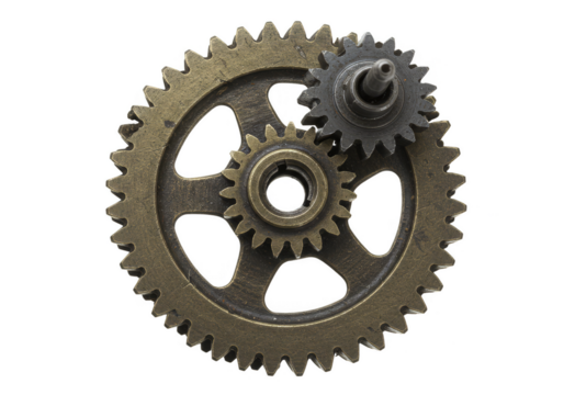 Isolated Transparent Background of Cogwheel Gear Mechanism Machine Parts