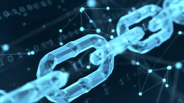 Abstract Blue Polygonal Chain Digital Network