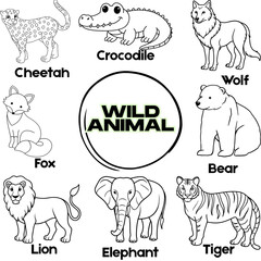 Wild Animals Coloring Pages Cheetah, Lion, Wolf, and More