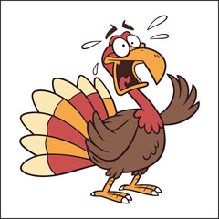 Flat cartoon character illustration for thanksgiving celebration with turkey