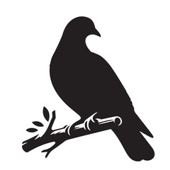 Simple and adorable flat colored Pigeon illustration in silhouette