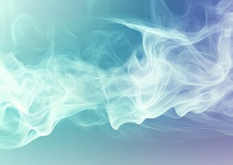 Abstract background with blue and green watercolor patterns, smoke-like shapes, soft blurred edges, wispy white clouds, light sky-blue and cyan colors, a fantastical scene.