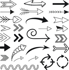 Black vector arrows collection. Arrow. Cursor. Arrow vector icon. Modern simple arrows. Collection different Arrows in a flat style for web design or interface. Direction symbols - vector illustration