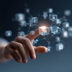 Fototapeta premium A hand reaching for digital choices