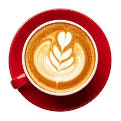 Beautiful Latte Art in Coffee Mug Overhead