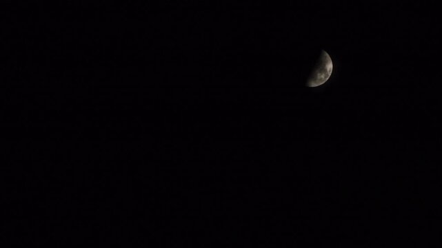 Moment of cloud through moon in the night. real time.