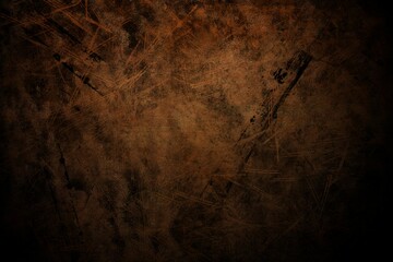 Close-up grungy scratched metal panel is being shown in flat design, featuring rust tones