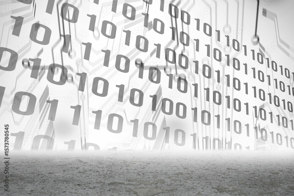 Poster grey and white binary code