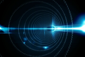 Obraz premium Spiral of binary code on black background