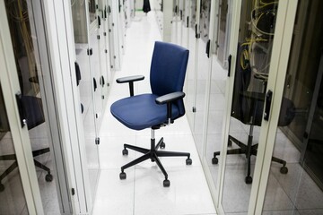 Swivel chair in front of data center