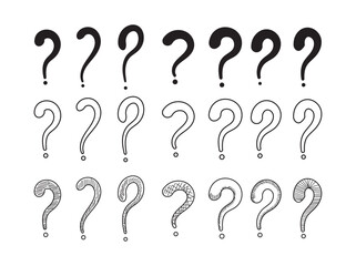 Illustration of a set of question mark variations.