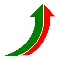 Dual Curved Arrows Pointing Upward – Green and Red