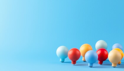 A colorful arrangement of ping-pong balls against a blue background, creating a playful and vibrant visual effect.