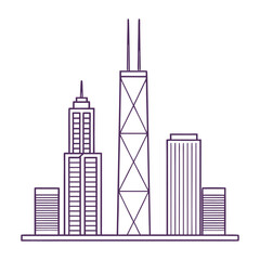 Obraz premium Clean Chicago City Skyline in Minimal Style