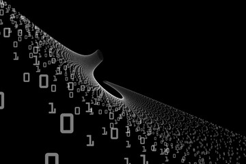 Floating numbers on black background