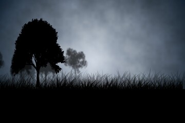 Dark gothic scene with trees