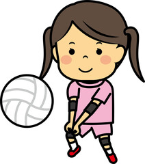 バレーボールをする女の子