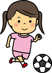 サッカーをする女の子