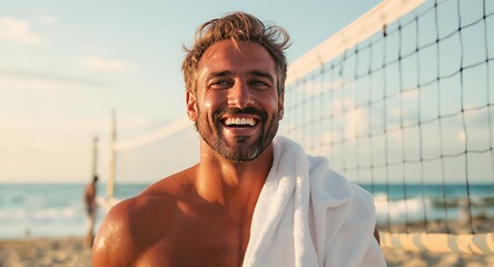 Beach Volleyball Player A Portrait of Joy and Athleticism Under the Summer Sun 