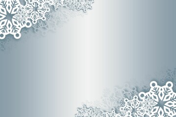 White snow flake frame on silver
