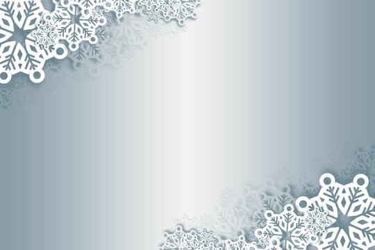 White snow flake frame on silver