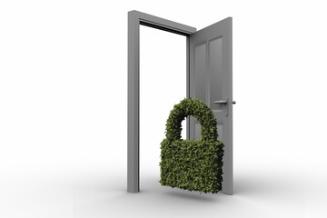 Naklejka premium Digital image of padlock of topiary at doorway