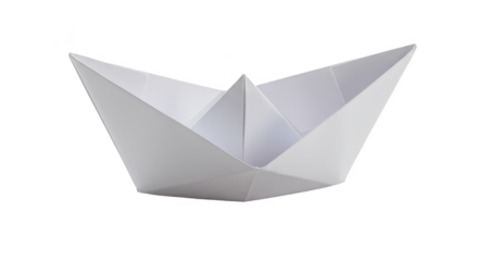 Illustration White Origami Paper Boat Isolated on Transparent Background