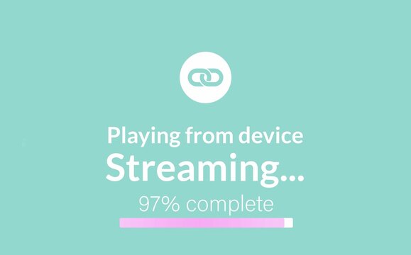 Composite image of streaming text on television screen