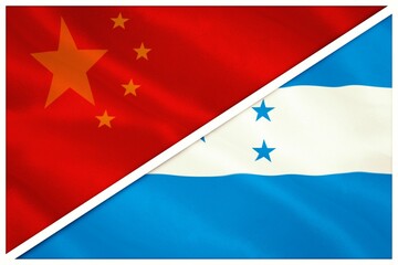 Close-up of Chinese and Honduras flags