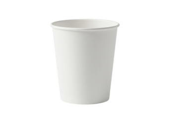 Isolated Transparent Background of Empty White Disposable Paper Cup Mockup