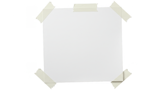 Illustration White Paper Sheet Attached with Adhesive Tape Isolated