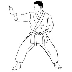 Karate Outline Illustration Cartoon Digital Drawing