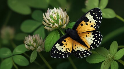 Obraz premium Vibrant butterfly on clover blossoms