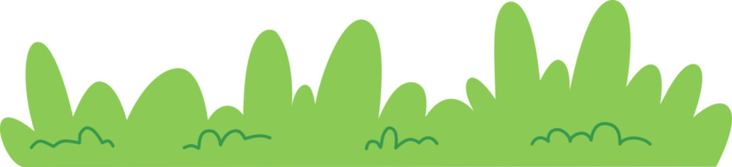 Stylized green grass bush with varying heights