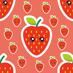 seamless pattern with cute strawberry