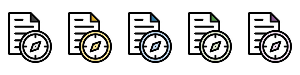 イラストアイコンセット：方位磁針ファイル	
