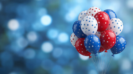 American Flag with Red White Blue Balloons – Festive USA Holiday Banner