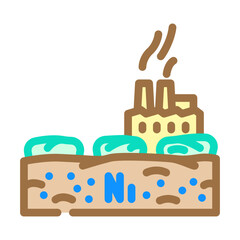 agricultural fields contaminated nickel nearby factories color icon vector illustration