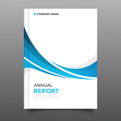 Fototapeta premium business blue gradient annual report cover template flyer wavy design