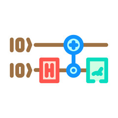 gates diagram quantum computer color icon vector illustration