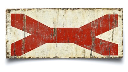Vintage style wooden sign with a bifurcated red arrow design.