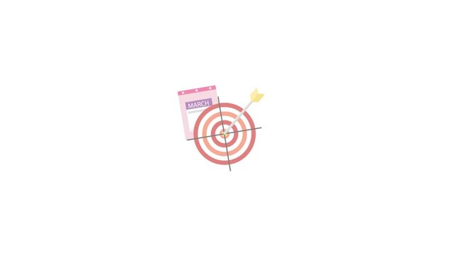 Target icon animation &ndash; A bold animated icon of a bullseye target, symbolizing goals, focus, precision, marketing strategy, and achievement. Ideal for business presentations, goal-setting visuals, str