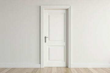 Partially Open White Interior Door Revealing Bright Room Clean Lines, Simple Design, Ideal for Home Improvement and Interior Design Projects