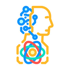 ai and computing merge quantum computer color icon vector illustration