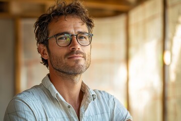 Obraz premium Professional builder planning a property development project, overseeing the planning and of construction plans, Generative AI