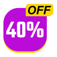 40% off discount tag, Product label, mock up, podium. Sale banner and poster, vector illustration.