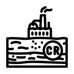 chromium contaminated groundwater factory site line icon vector illustration