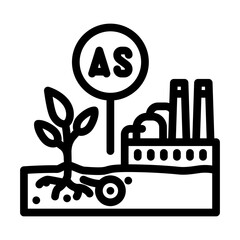 arsenic poisoning crops mining area line icon vector illustration